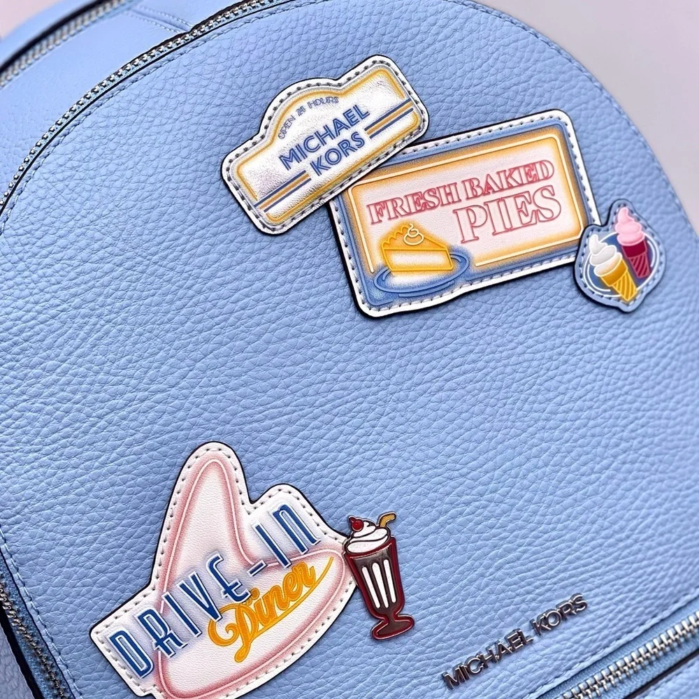 Michael Kors Blue Backpack with Patches